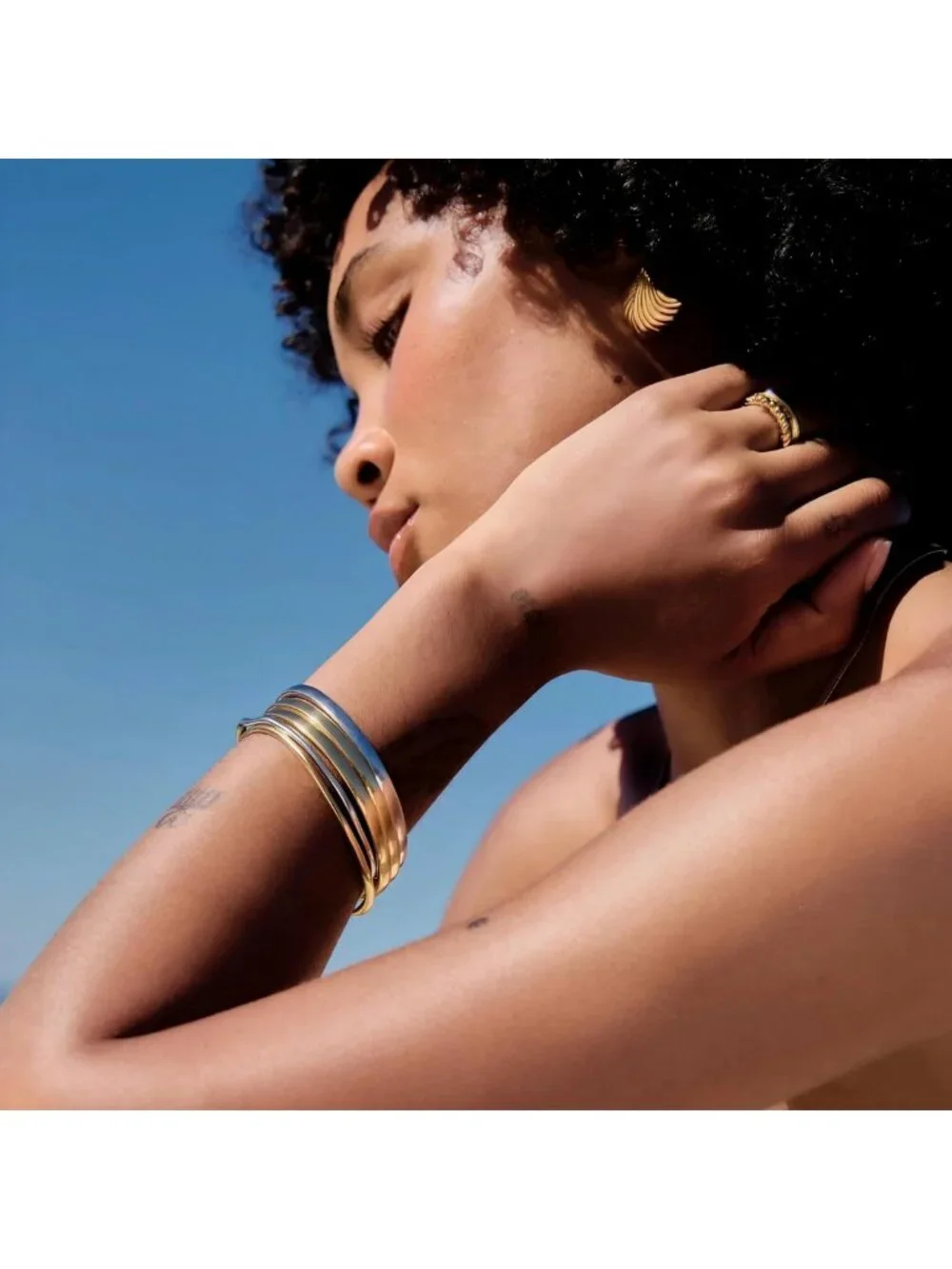 14K Gold Plated 4mm Stackable Minimalist Bangle Bracelet for Women - Perfect